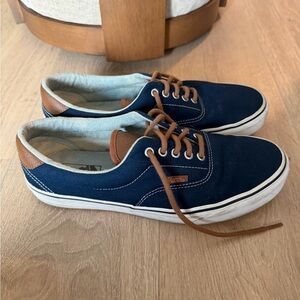 Vans Men's Navy and Brown Sneakers - Size 11